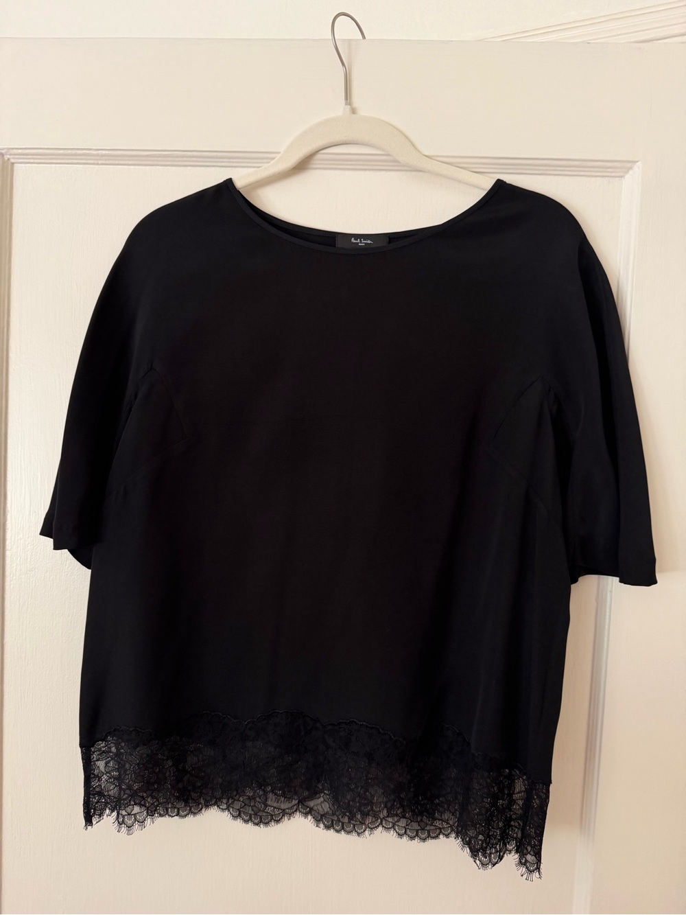 Vintage Paul Smith Black Lace-Hem Short Sleeve Blouse